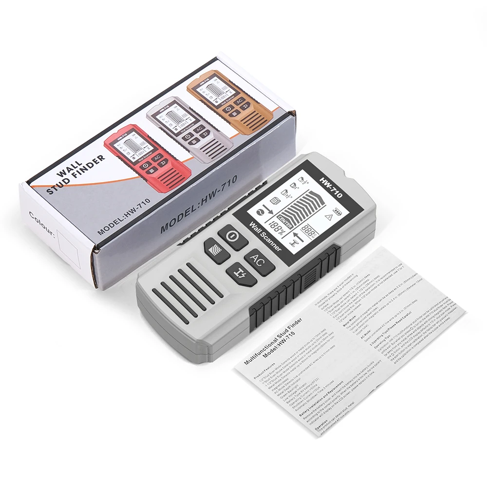 

9V 6F22 Battery Stud Finder LCD Display Electric Wall Scanner High Accuracy Wood Stud Finder for Live Wire Cable Metal Detector