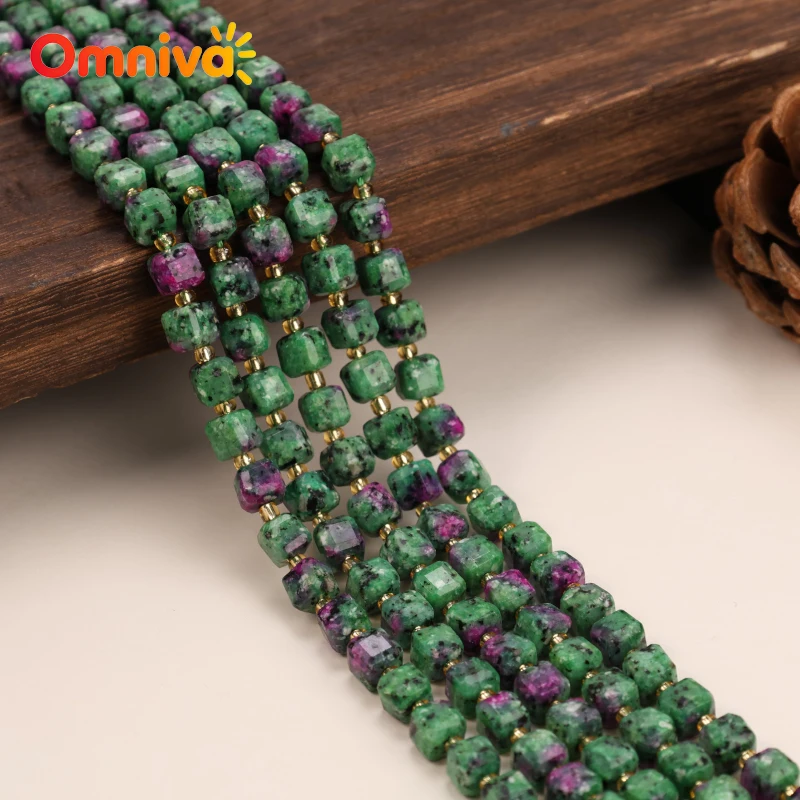 Faceted ruby in zoisite Natural Stone spacer beads DIY jewelry Bracelets accessories For Jewelry Making 15 '' Wholesale 6/8/10MM