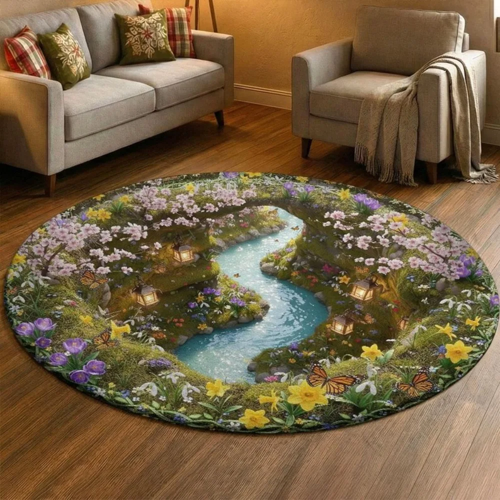 Enchanting Stream Carpet Cave Pattern Mat 3D Area Rug for Living Room Bedroom Home Decoration Bedroom Carpets for Living Room