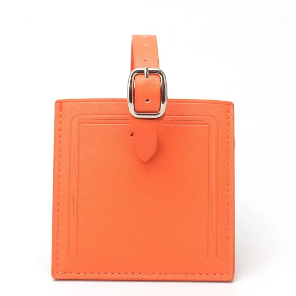 Square Leather Luggage Labels Portable with Signature Paper Suitcase Name Label Travel Universal Baggage Address Label
