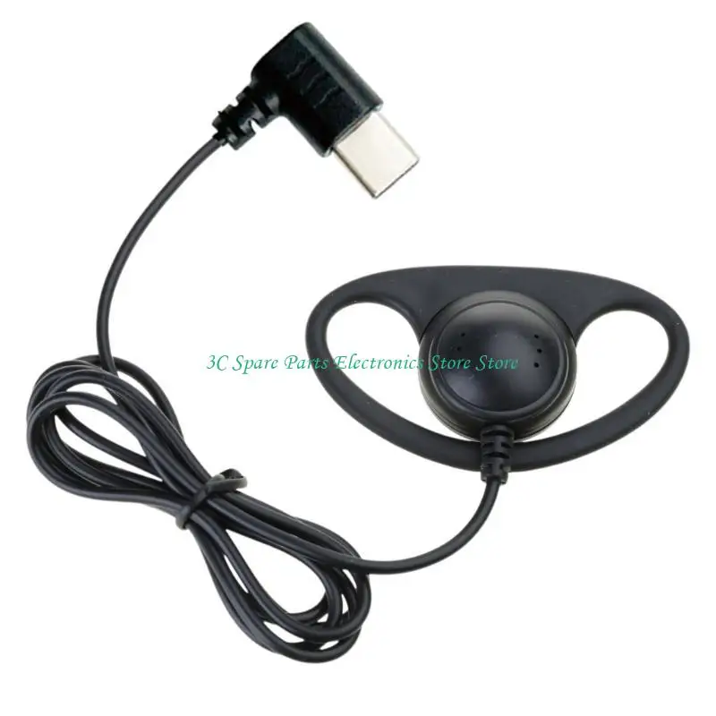 SZ USB C/3.5mm Ear Hook Single-Side Earphones Mono Earbud Corded Headsets Headphone