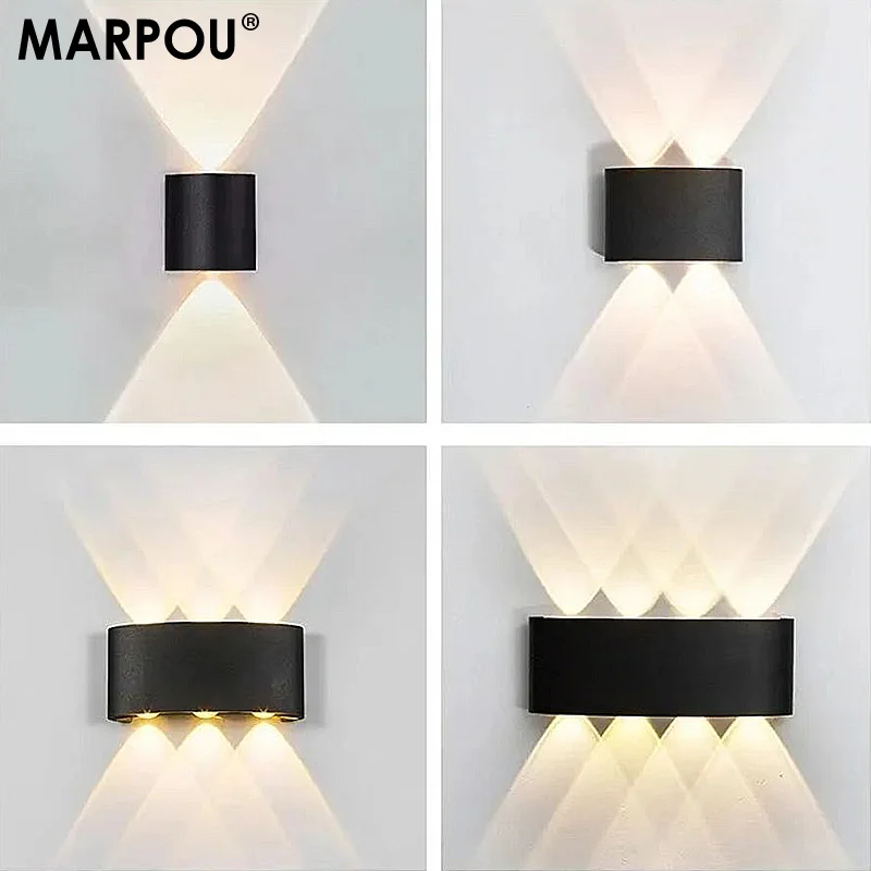 MARPOU LED Wall Lamp Waterproof Outdoor Wall Light Night lamp for Bedroom 110V 220V Wall Sconce Lamps for Living Room Home Decor