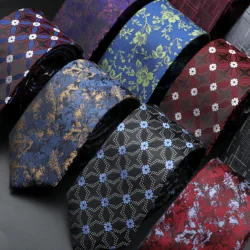 Corbata clásica de negocios para hombre, corbata Jacquard de 6cm con puntos a cuadros, azul y rojo, uso diario, accesorios para camisa de boda, regalo