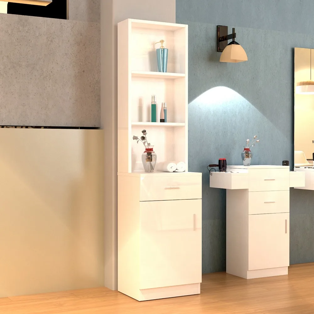 

Standing 5 Compartments 1 Drawer 1 Door Barber Cabinet White, Bathroom Cabinets