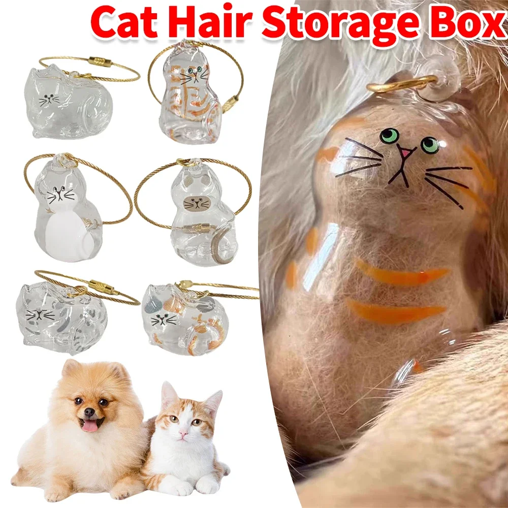 Adorable Pet Hair Keepsake Pendant Transparent Fur Storage Container Keychain for Pet Lover DIY Pet Memorial Keychain