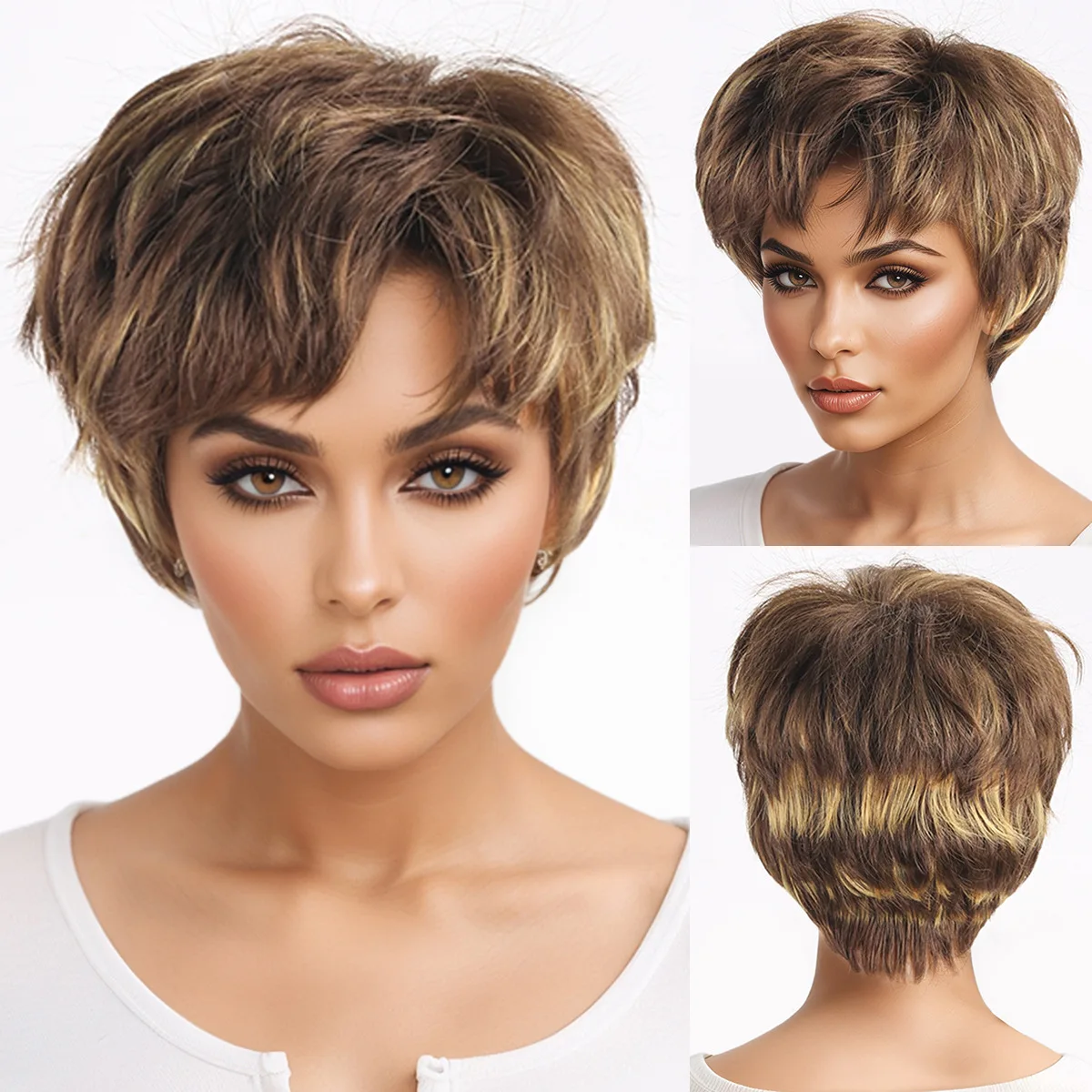 European and American wig short straight hair set cute party style simulation hair full head cover