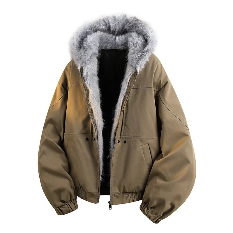 Tiktok Hot-Selling Unisex Mount Tai Mountain Eagle Cotton Coat Men's Hooded Workwear Jacket Men