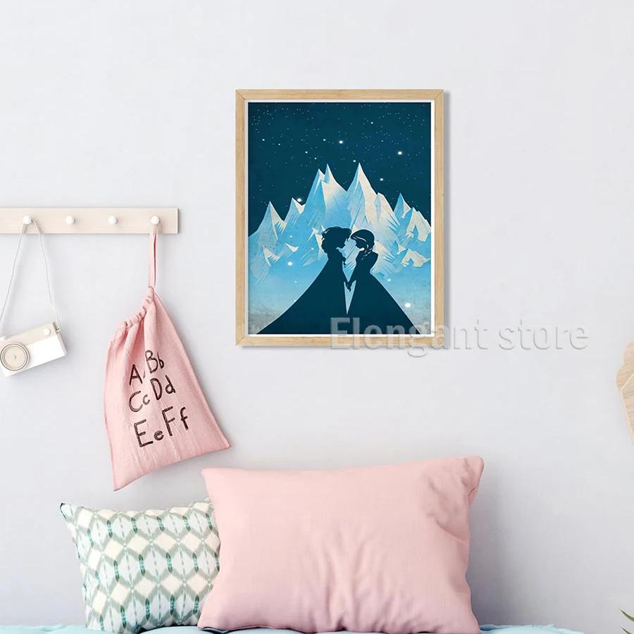 كلاسيكي ديزني ملصق فيلم مجمد للبنات ، الأميرة آنا وإلسا طباعة فنية ، لوحة قماشية عتيقة ، ميريدا شجاعة ، ديكور جداري #3