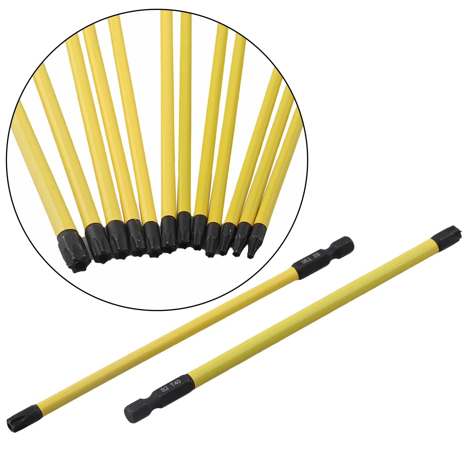 12Pcs Screwdriver Bit For Torx Drill Bit 150mm Screwdriver Bit 1/4 Inch Magnetic Hex Bit Set T7-T40 Hand Tools High Strength