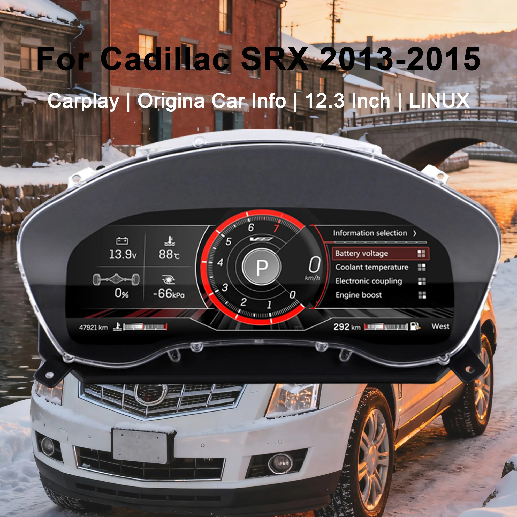 

Digital Instrument Cluster For Cadillac SRX 2013-2015 CarPlay Speedometer,Dashboard,Gauge,12.3' HD virtual cockpit LCD Plug-play