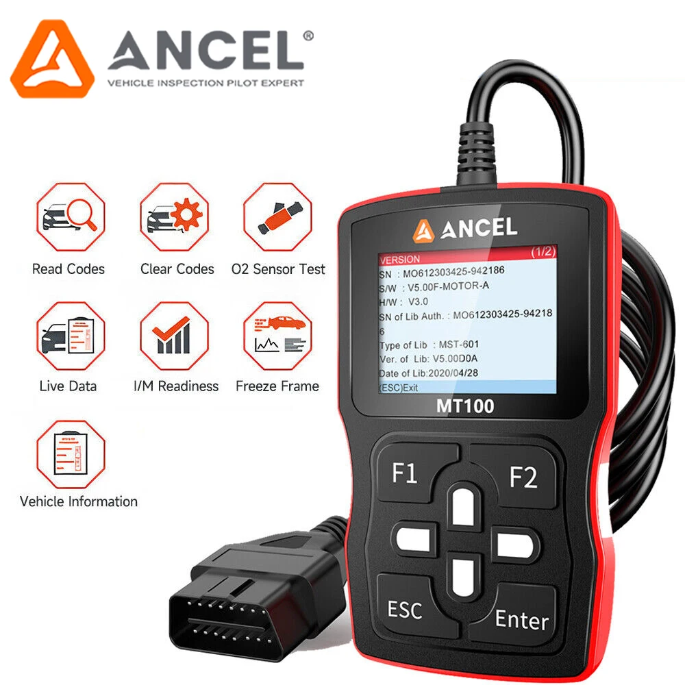 2024 ANCEL MT100 Motorcycle Scanner Motorcycle Coder Reader for Engine ABS Motor Diagnostic Tools For YAMAHA /HONDA/SUZUKI