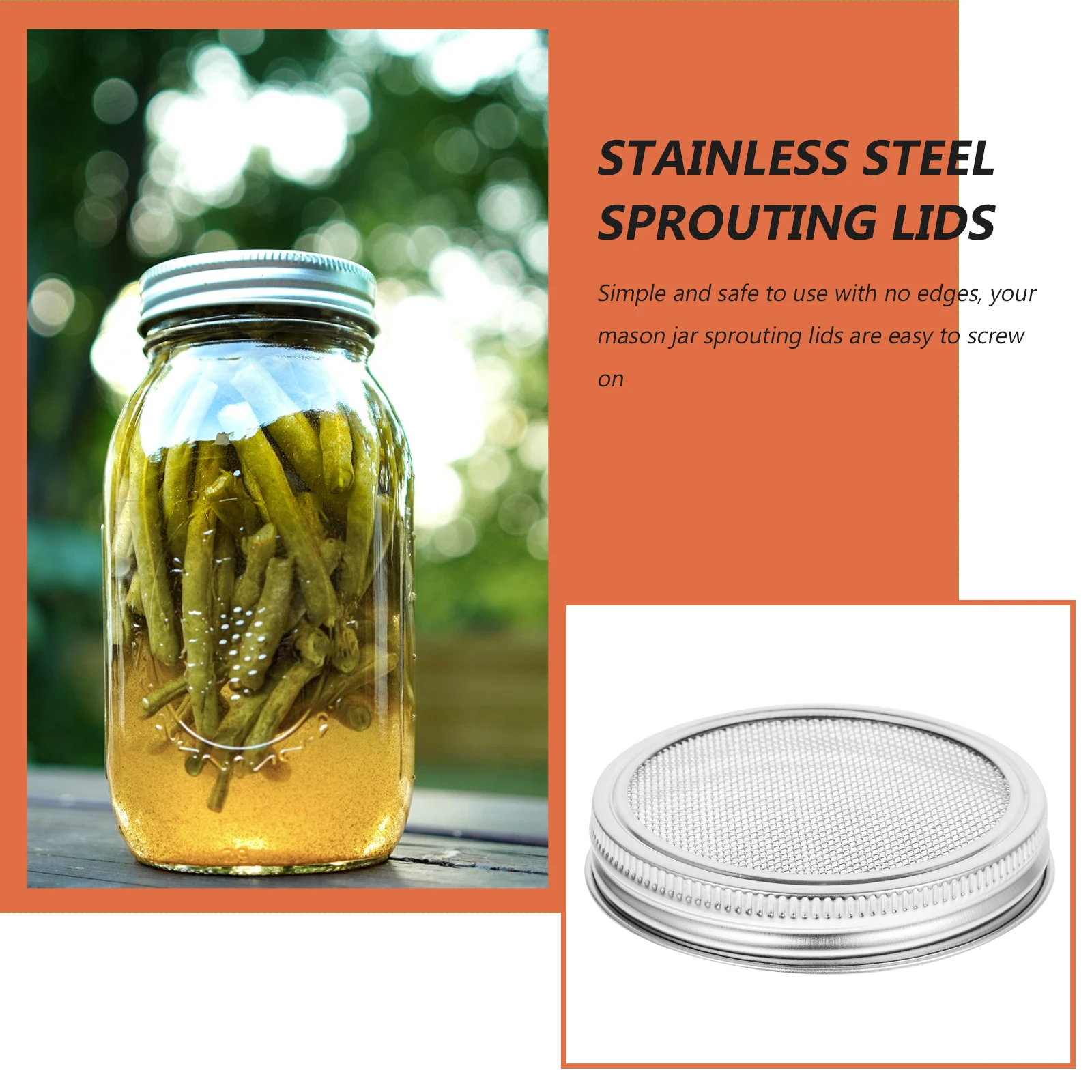 

Mason Jar Lids Stainless Steel Filter Sprout Cover Storage Jars with Airtight Sprouting