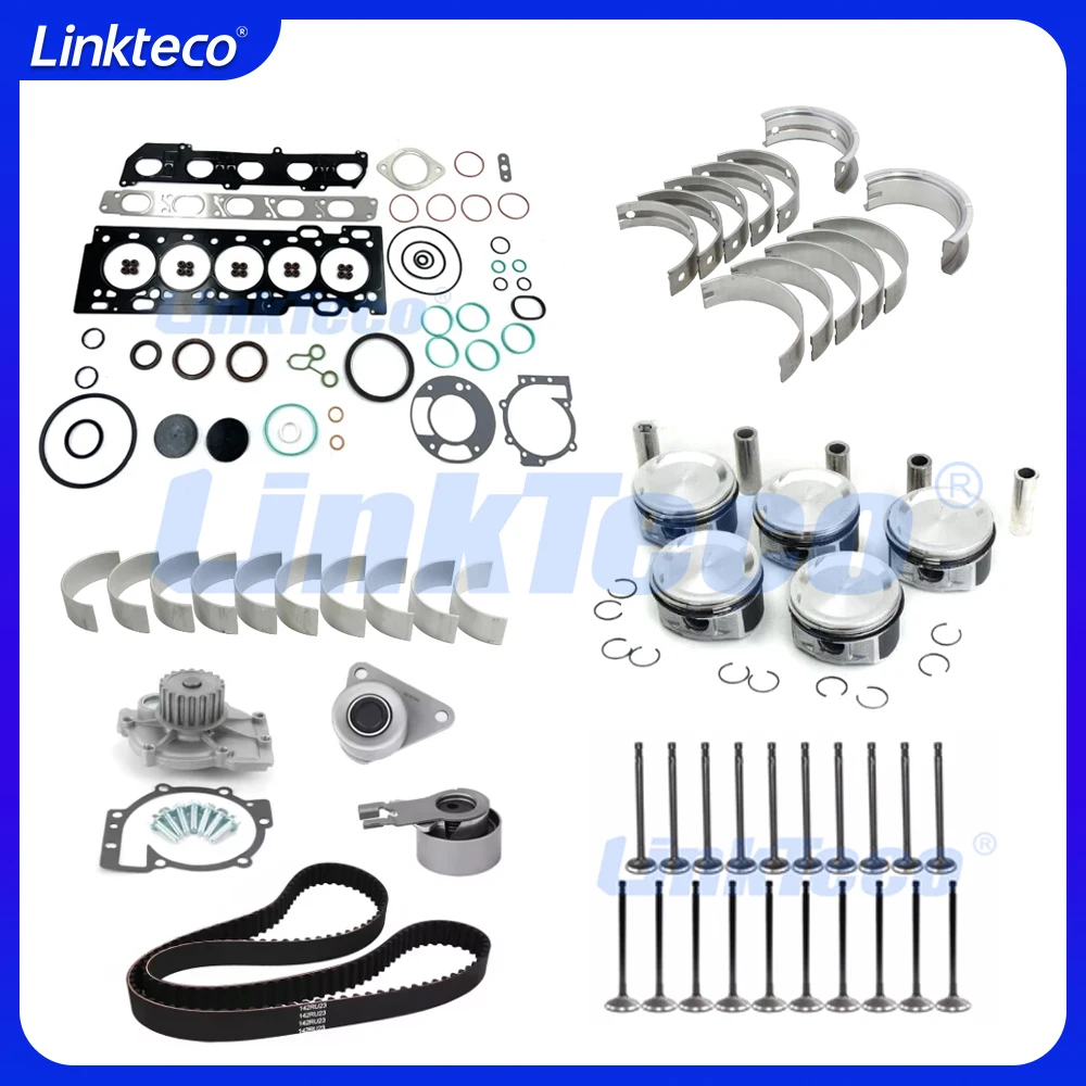 Engine Repair Timing Belt Kit Full Gasket Piston Bearing Set Fit 2.5 L L5 For 04-13 VOLVO C30 C70 S40 S60 V50 V60 XC60 XC70 2.5L
