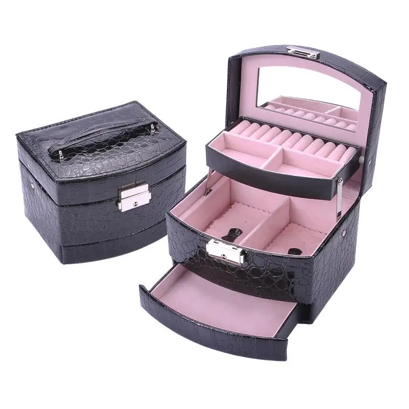 

Leather Storage Boxes Home Rectangular Multi Layer Jewelry Cosmetics Box Modern Room Multifunctional Containers