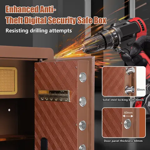 60cm Personal Lock Money Box Smart Alert and Mute Mode Digital Home Security Safe Box for Documents Jewelry Valuables