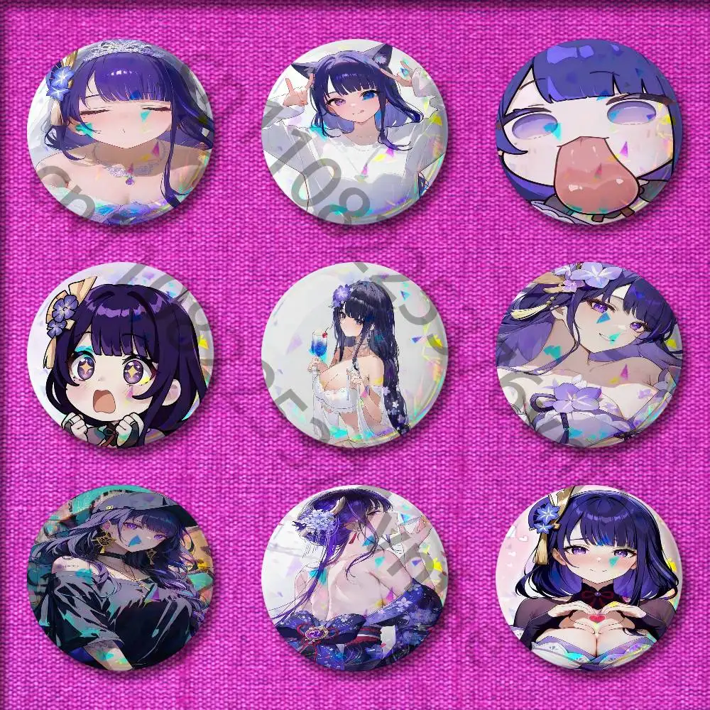 

Genshin Impact Raiden Shogun Badge For 58mm 32mm 44mm 25mm 75mm Round Pin Brooch Insignia Cover Cosplay