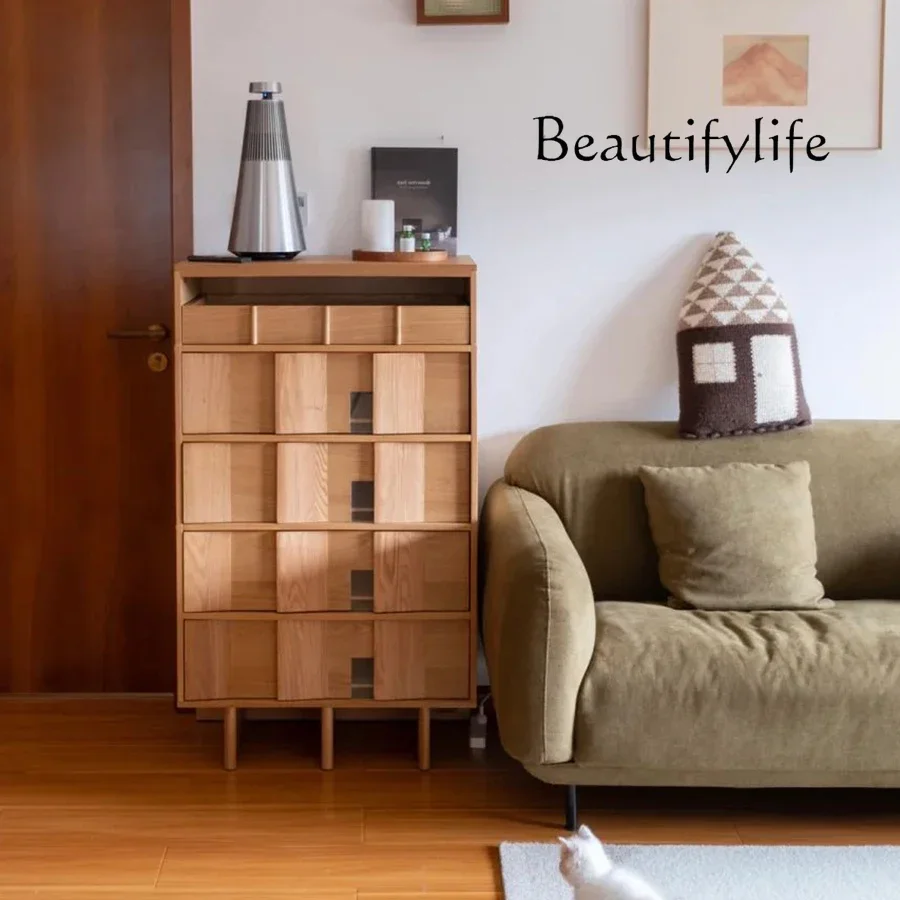 

55Premium Marseille Cabinet Living Room Medieval Six-bucket Cabinet Oak All Solid Wood Retro Black Five-bucket Storage Cabinet