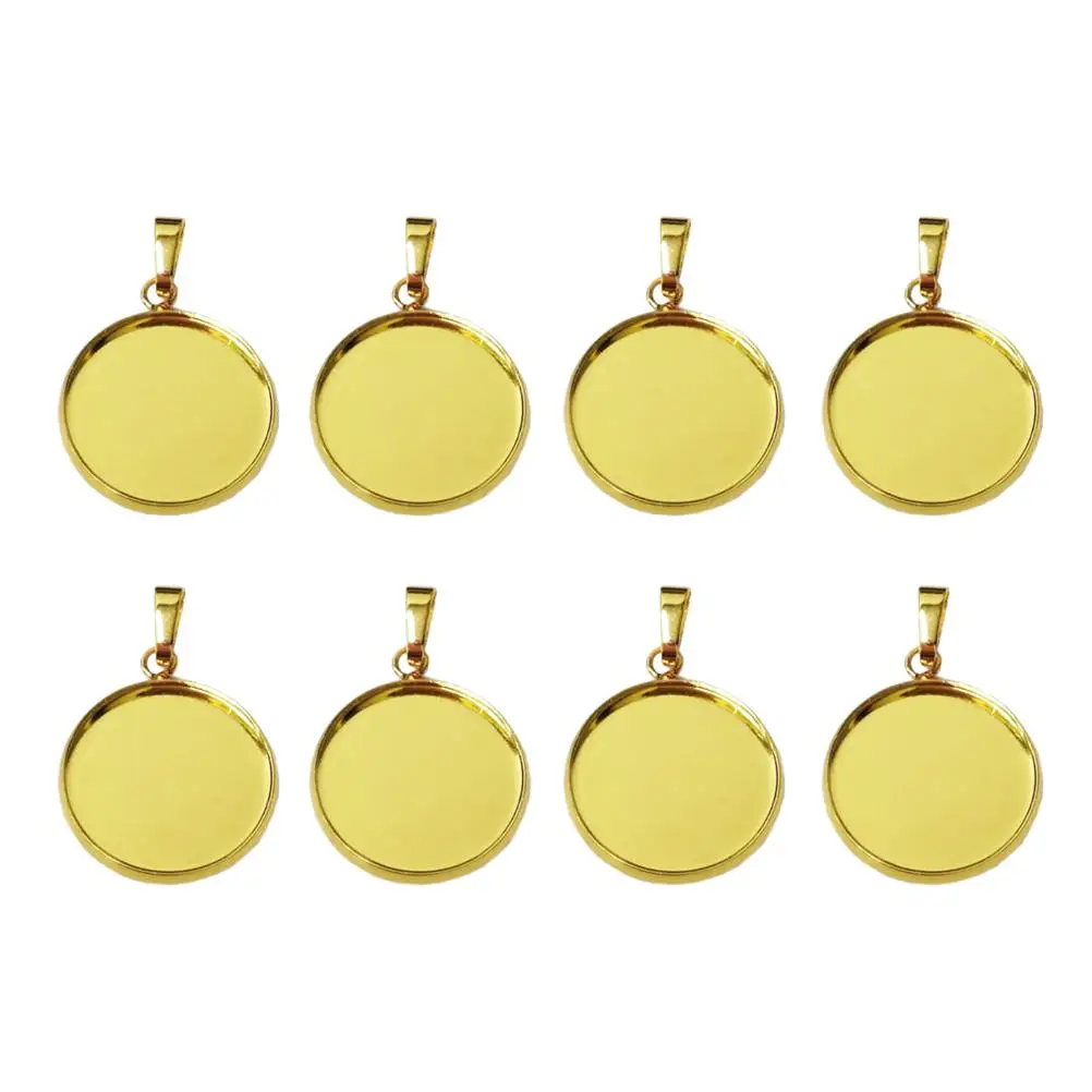 

20 Pcs Stainless Steel Pendant Trays Durable Round Cork Base DIY Jewelry Holder Bases Custom Craft Gifts Charm Accessories