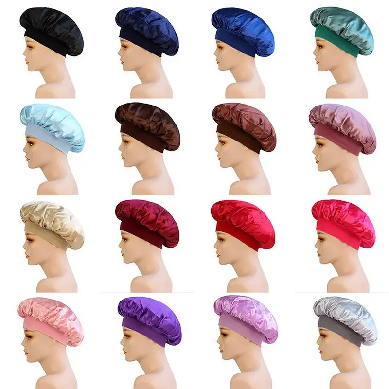 2 Stück Satin-Schlafhaube mit breitem, weichem Gummiband, Kopftuch, Schönheitskappe, Haarschutz zum Schlafen, Haarpflege – Detail 8