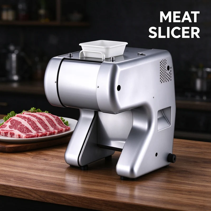 Compact Electric Fresh Meat Cutting Machine Meat Slicer Slicing Shredding Dicing Tool For Small Commercial Restaurant Kitchen