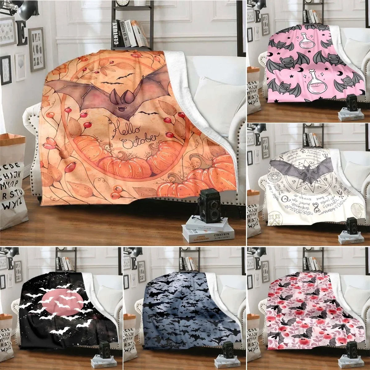 

Фланелевое Одеяло с рисунком летучей мыши на Хэллоуин, детское одеяло с милым рисунком летучей мыши для мальчиков и девочек, подарок на Хэллоуин, супермягкое одеяло королевского размера