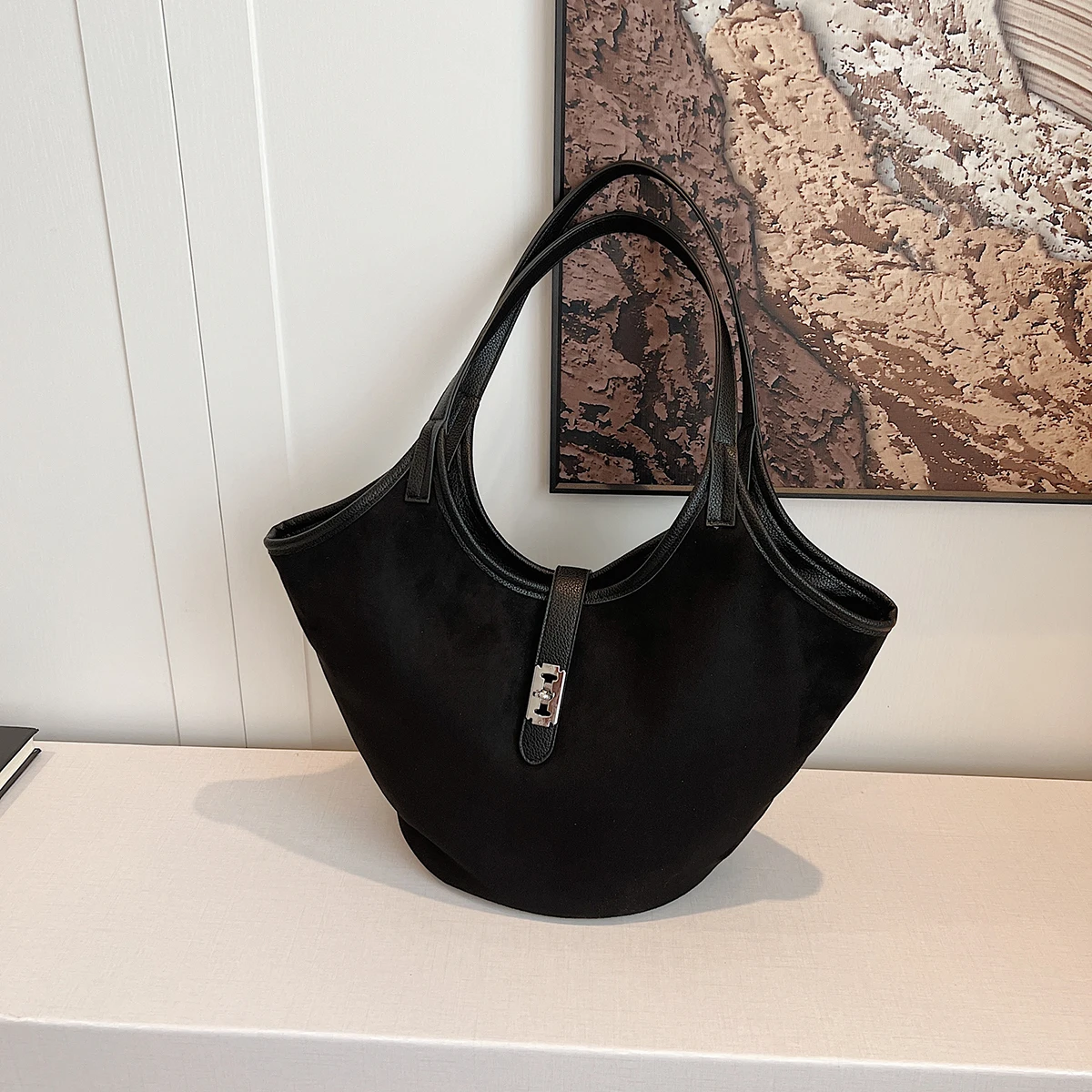 Sac à main rétro en daim pour femmes, sac à poignée supérieure de luxe, sac sous les bras de styliste pour le travail, le Shopping et les voyages