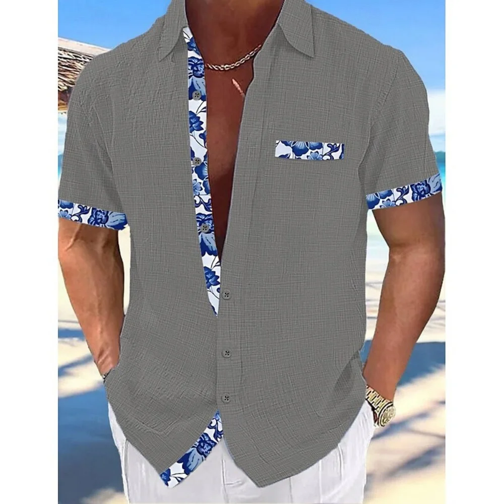 

Men's Shirt Black White Pink Navy Shirt Summer Shirt Beachwear Button Shirt Solid Color Vacation Plus Size Short Sleeve Lapel