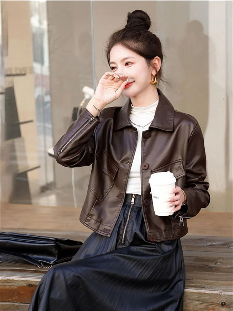 Giacca Casual da Donna Effetto Snellente, Trendy in Ecopelle, Nuova Collezione Autunno 2024, Comoda e Stile Biker