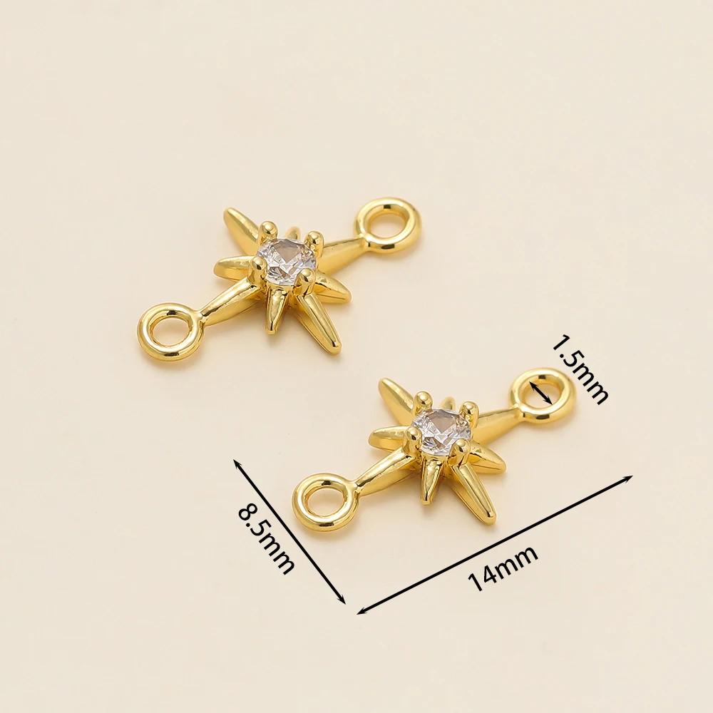 2 Stücke 14/18 Karat Gold Farben Strass Hexagramm Sterne Doppelring Anhänger Für Armband Halskette Dekoration Schmuck Finden