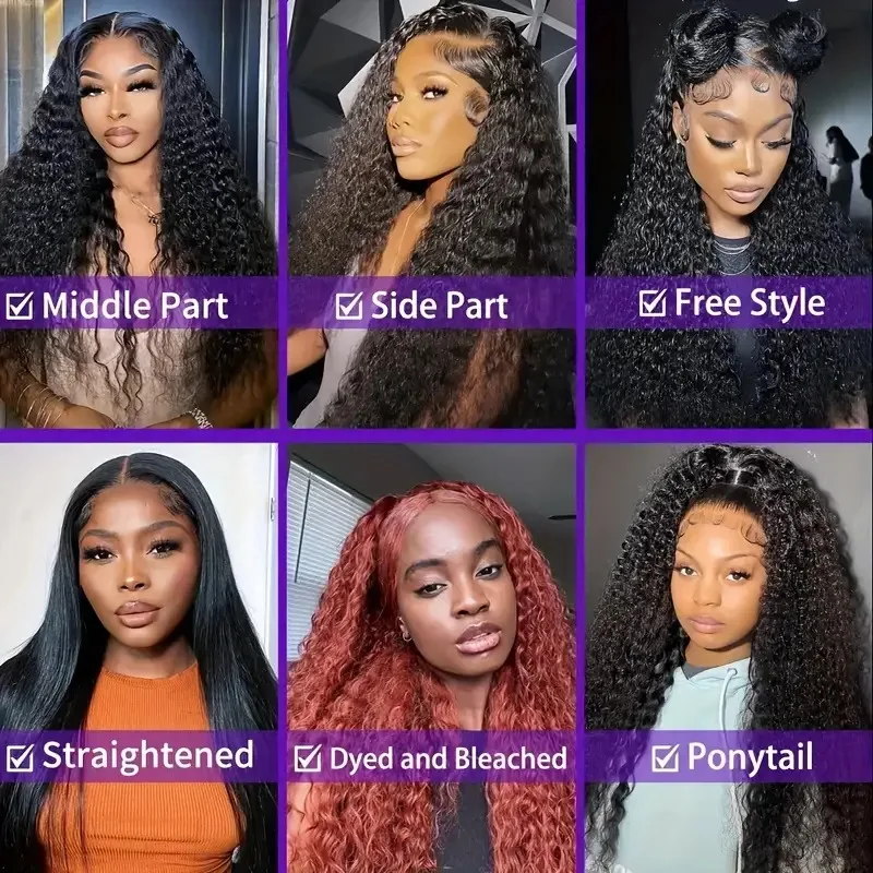 Glueless 5x5 Ready to Wear Water Wave 13x6 Lace Frontal Wig HD Lace 100% Human Hair Pre Plucked Deep Wave 13X4 Lace Front Wig