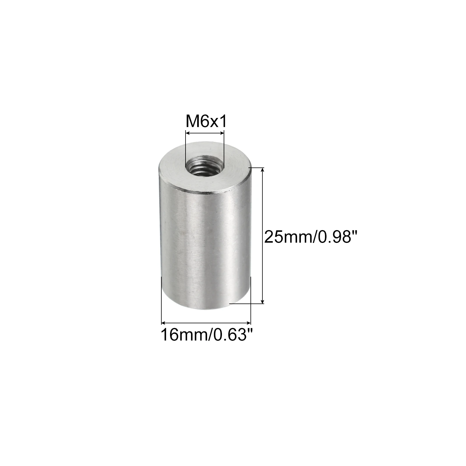 Uxcell-M6 Porcas redondas do conector, aço inoxidável 304, porca de acoplamento, haste de manga, cilíndrico Conecte a porca do parafuso, 5pcs