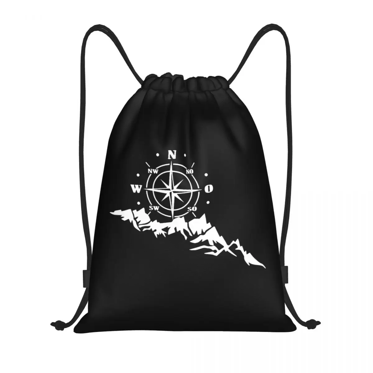 Custom Mountain Adventure Compass Drawstring Bag Men Women Portable Sports Gym Sackpack Training Storage Backpacks