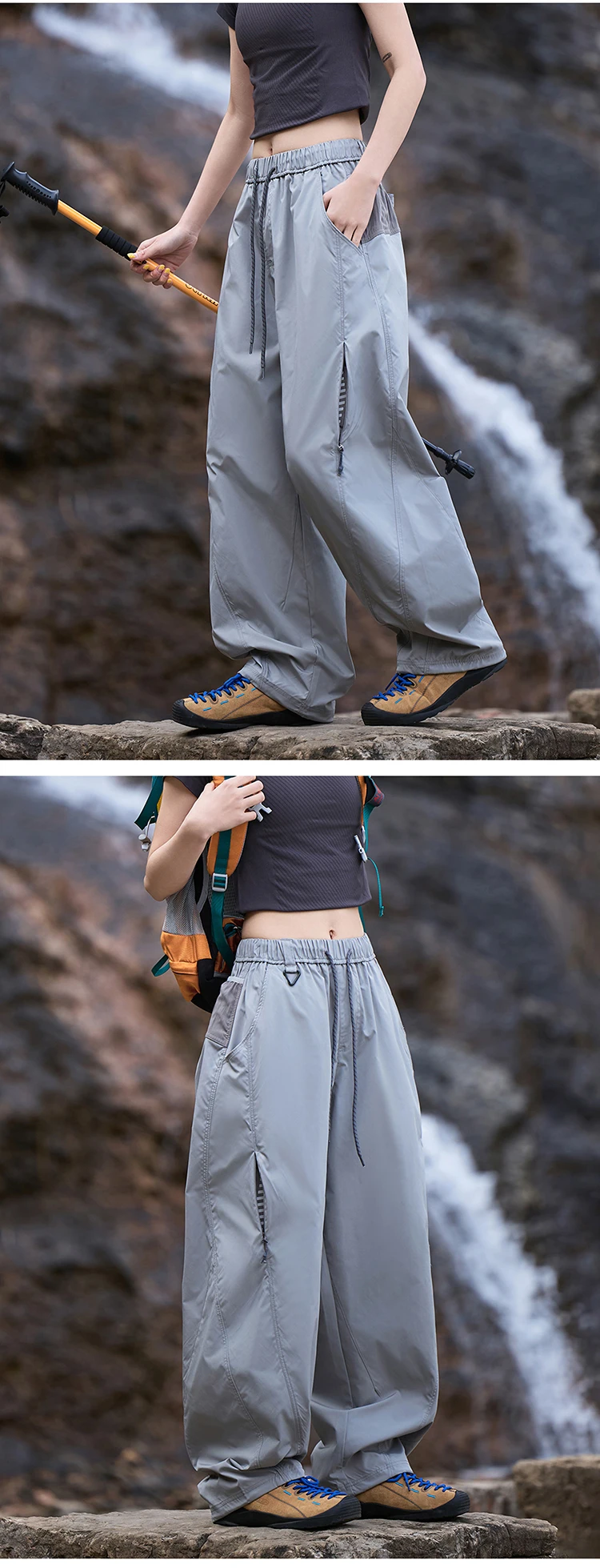 Unisex Outdoor-Wanderhose – Schnell trocknende, locker sitzende Hose mit Kordelzug in der Taille für Camping und Trekking – Detail 9