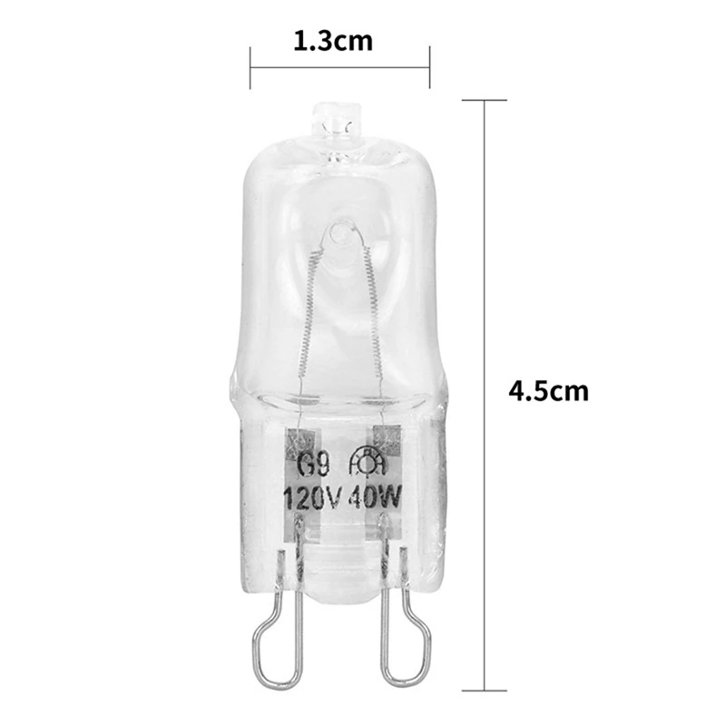 냉장고 오븐 팬용 내구성 할로겐 전구 램프, 고온 저항, G9 오븐 조명, 40W, 500 ℃ 핀 전구