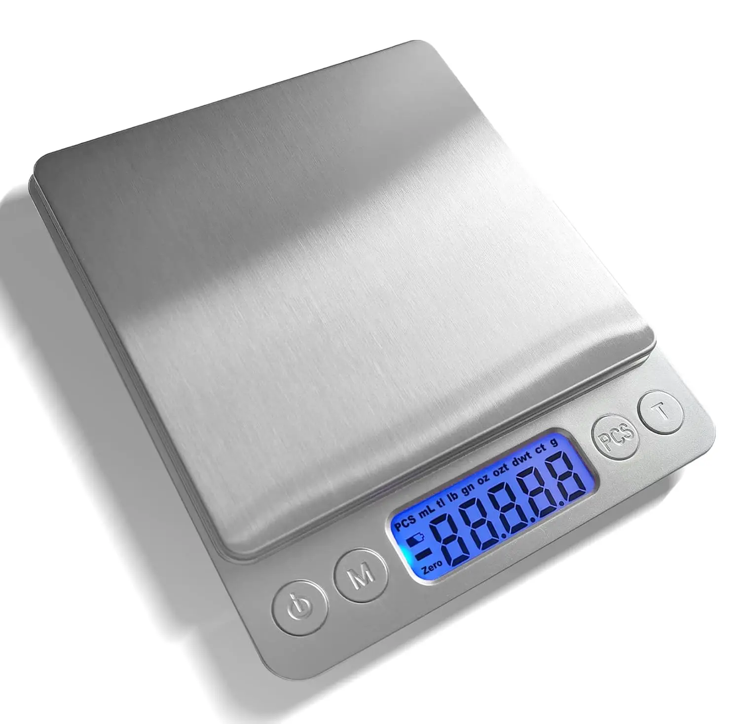 Digital Food Scale 0.01g/500g, Backlit LCD, Tare, 9 Units, Auto-Off, 2 Trays, Batteries Included