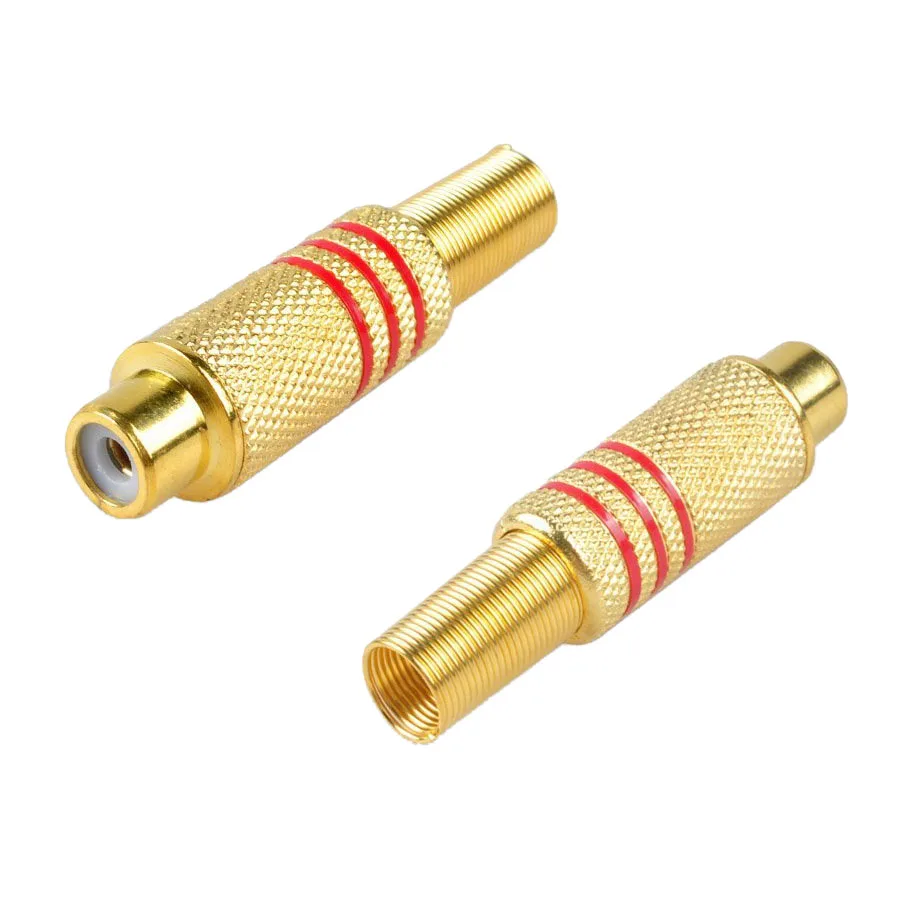 RCA Connector Plug,6-Pack RCA Female Plug Screws Audio Video In-Line Jack Adapter Gold Plated Solder Type,gold