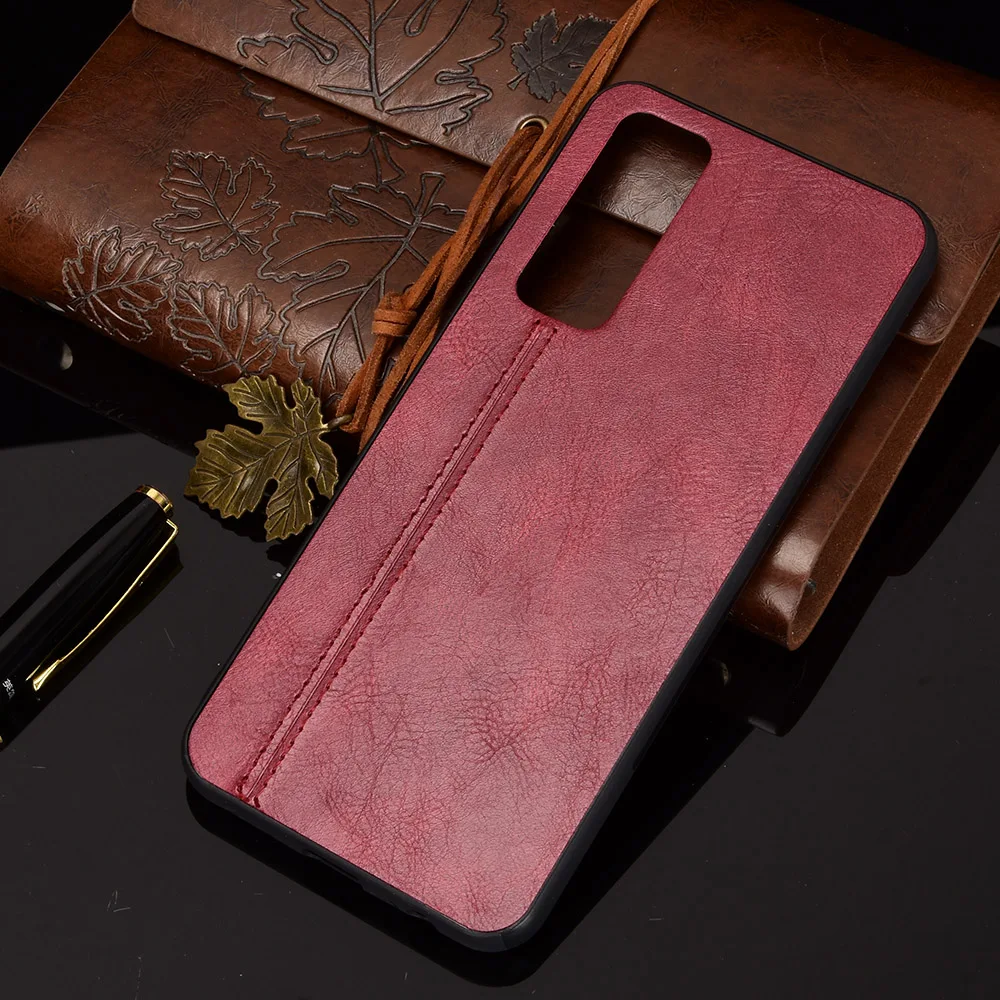 Vivo V20 SE Case VIVO V20SE Suture Calfskin Soft Edge PU Leather Hard Phone Bag Cover For vivo V20 SE V2020 Back Case