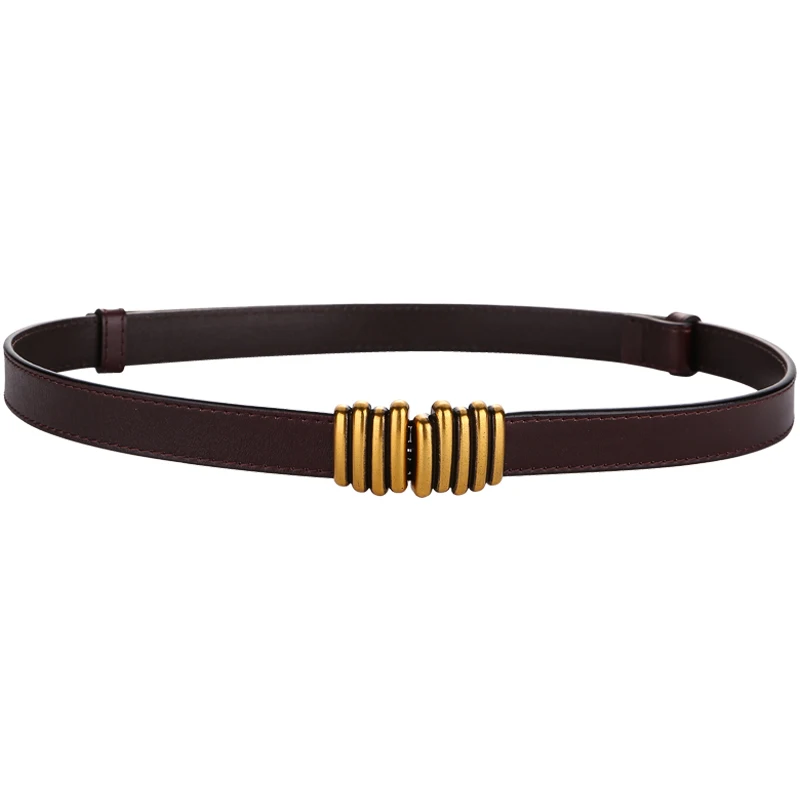 Fashion Echtes Leder Schlanke Taille Gold Schnalle Einstellbare Frauen Gürtel Wilde Dünne Kleid Jeans Dekorative Riemen Bündchen – Detail 14