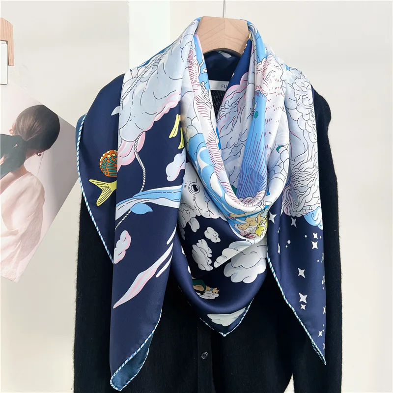 Designer Silk Scarf Women Spring Herm Rolled Edges Shawls Large Bandanas Tops Accessories Belt Hair Neck Scarves Head Foulard