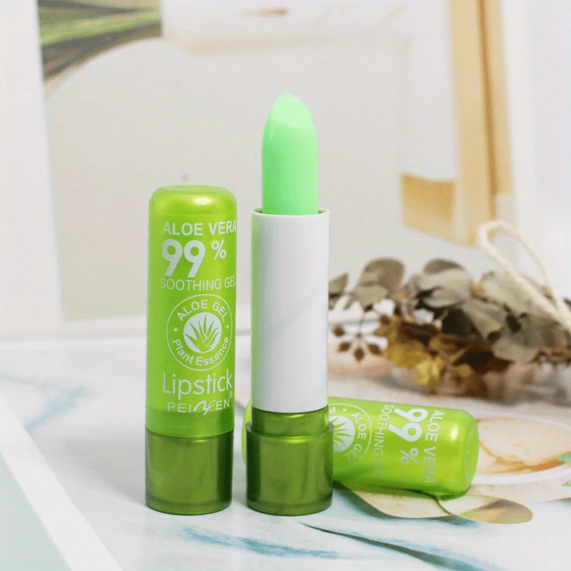 Aloe Vera Lip Balm, Moisturizing Waterproof Anti-dryness Lip Lotion, Temperature-sensitive Color-changing Lipstick