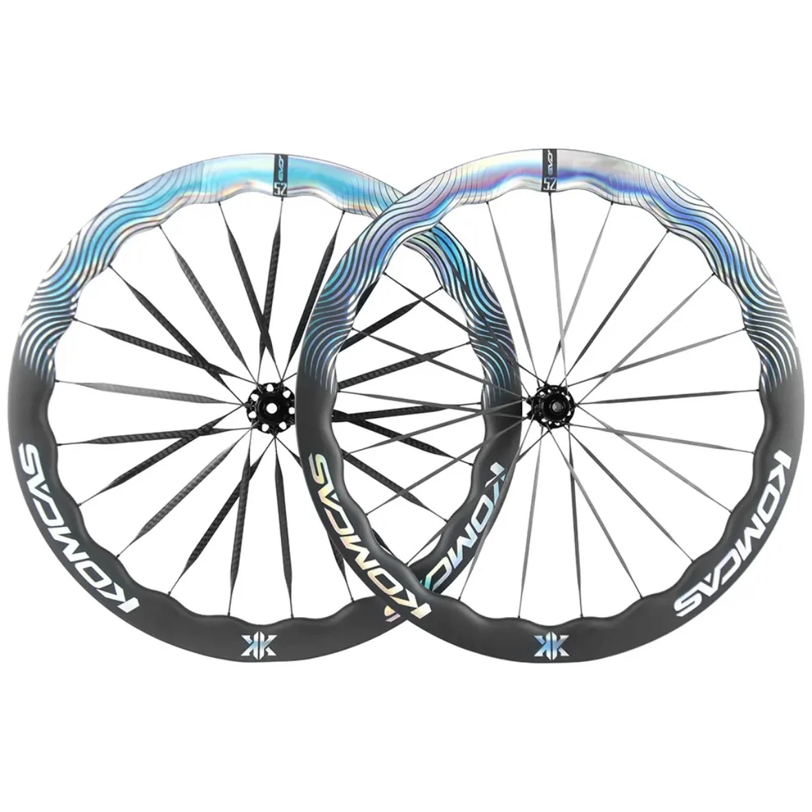 Komcas Carbon wheel Colorful Xiangyun 700C Carbon Road Bike Disc Wheels Gravel Ceramic  36T Hub Width 25/28mm 700c Glossy