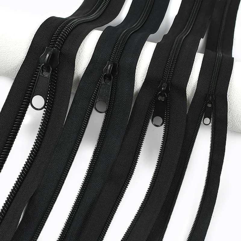 

1-5M 3#5#8#10# Nylon Zippers + Sliders Black Zipper Clothing Decor Zip Backpack Closure Zips Repair Kit DIY Sewing Accessories