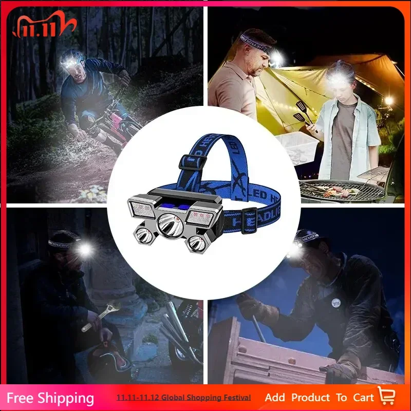

Powerful LED Headlamp Rechargeable High Power Mining Flashlight for Hiking Fishing - Portable Head-mounted Light