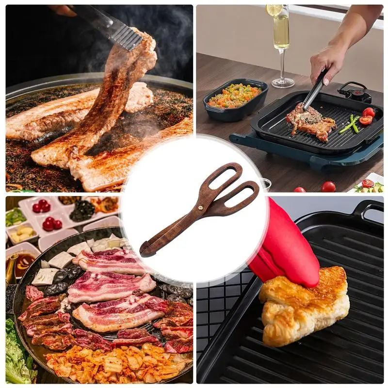 Wooden Toaster Tongs Wooden Clip Scissors Versatile Food Cooking Tongs Food Grade Serving Tongs Reusable Anti-Slip Grip Tong For