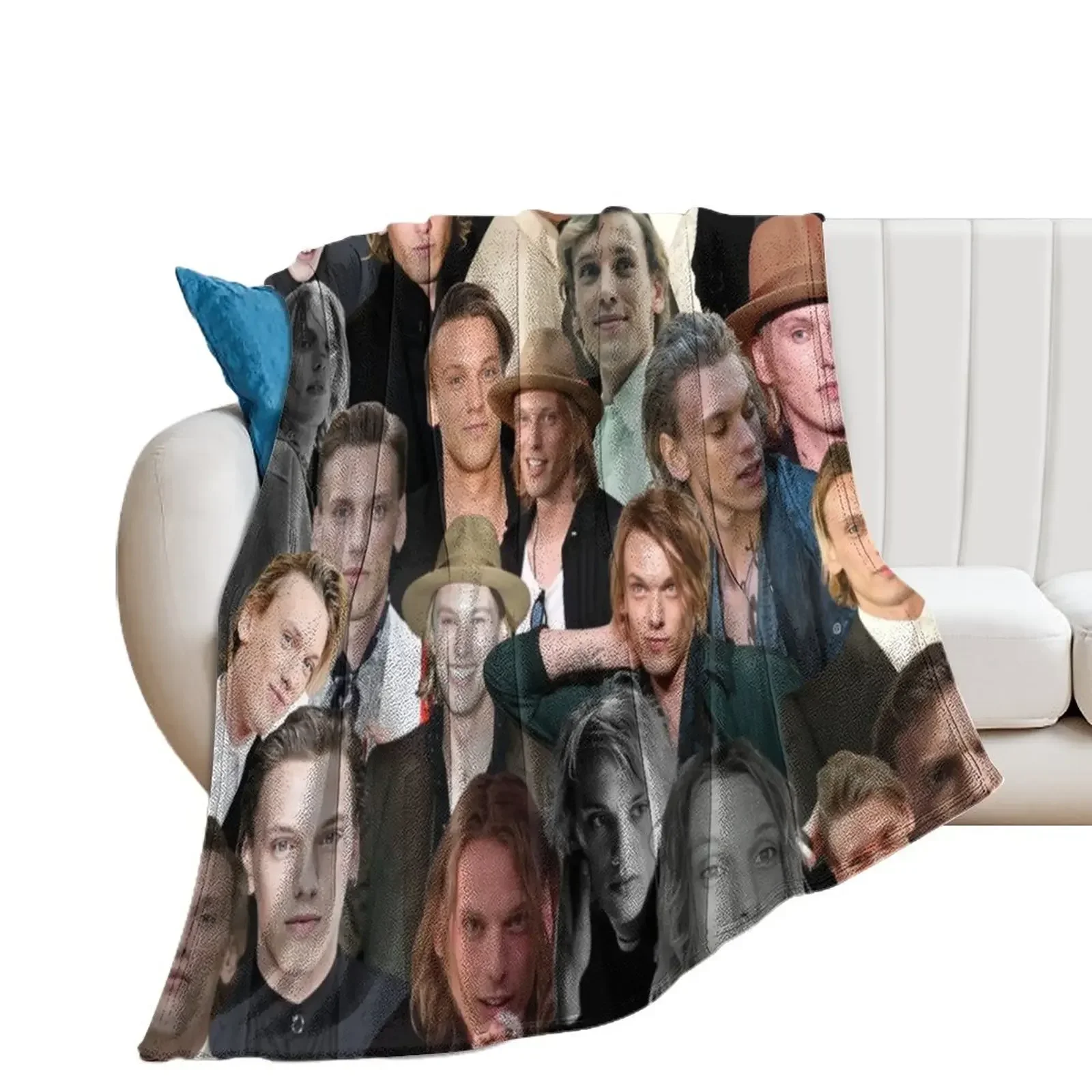 Jamie Campbell Bower photo collage Throw Blanket Weighted Polar Blankets