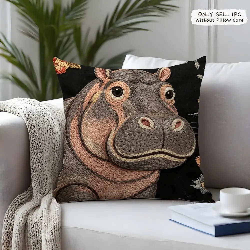 2D Scream Funny Animals Kissenbezug, kurzer Plüsch, doppelseitiger Druck, quadratische Kissenbezüge, Sofa-Kissen, Heimkissen-Dekoration – Detail 8
