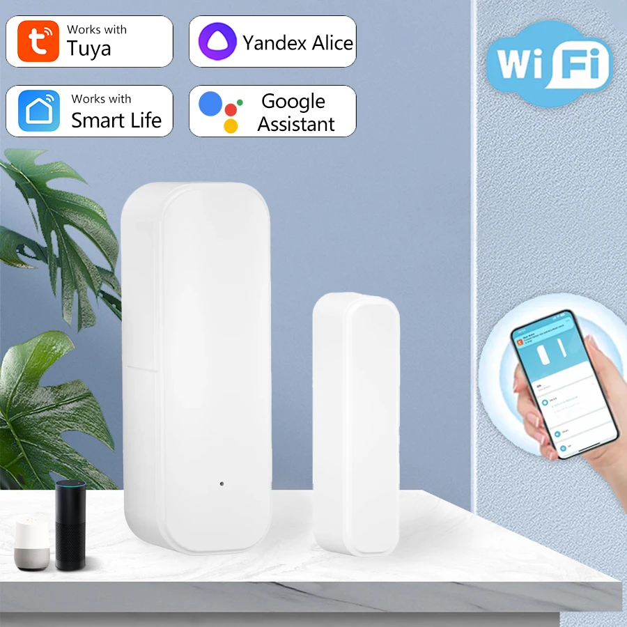 

Tuya WiFi Door Sensor Magnetic Window Door Open Close Security Door Detector Alarm Smart Life APP Support Alexa Google Home