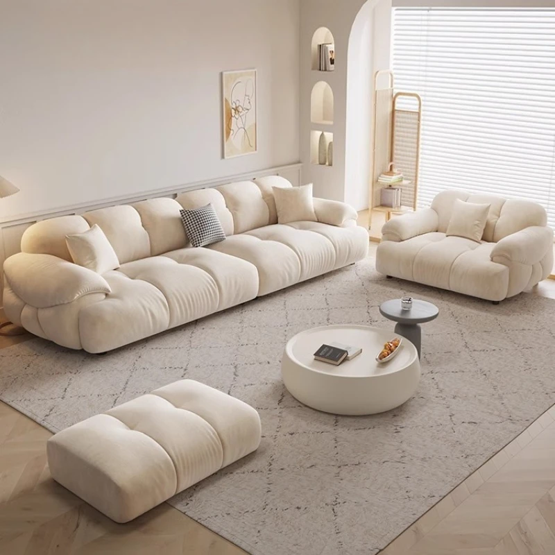 

Living room cream wind puff straight row sofa living room sofas Combination segmented cloud sofa Luxury Modern Home Furniture