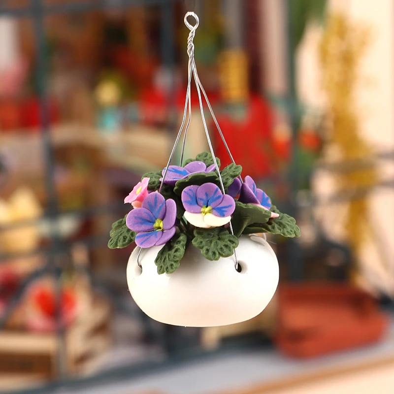 1:12 Dollhouse Miniature Potted Plants Phalaenopsis Flowerpot Hanging Tank Bonsai Model Garden Home Decor Toy Accessories