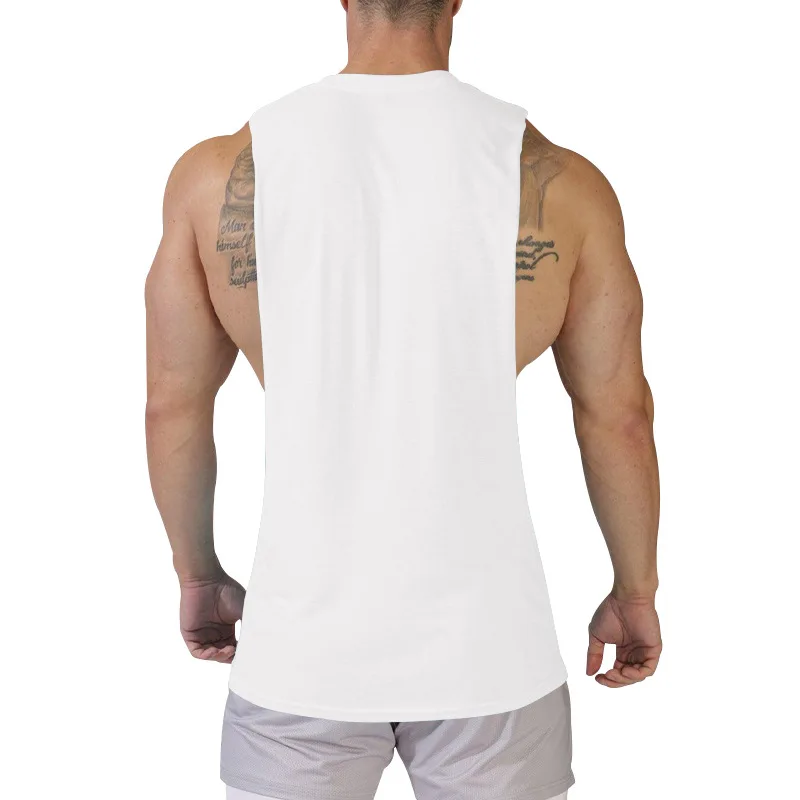 Men's Summer Fitness Tank Top Men Jogging Bodybuilding Sleeveless Shirt Loose Breathable O-Neck Big Side Split Casual Male Vest